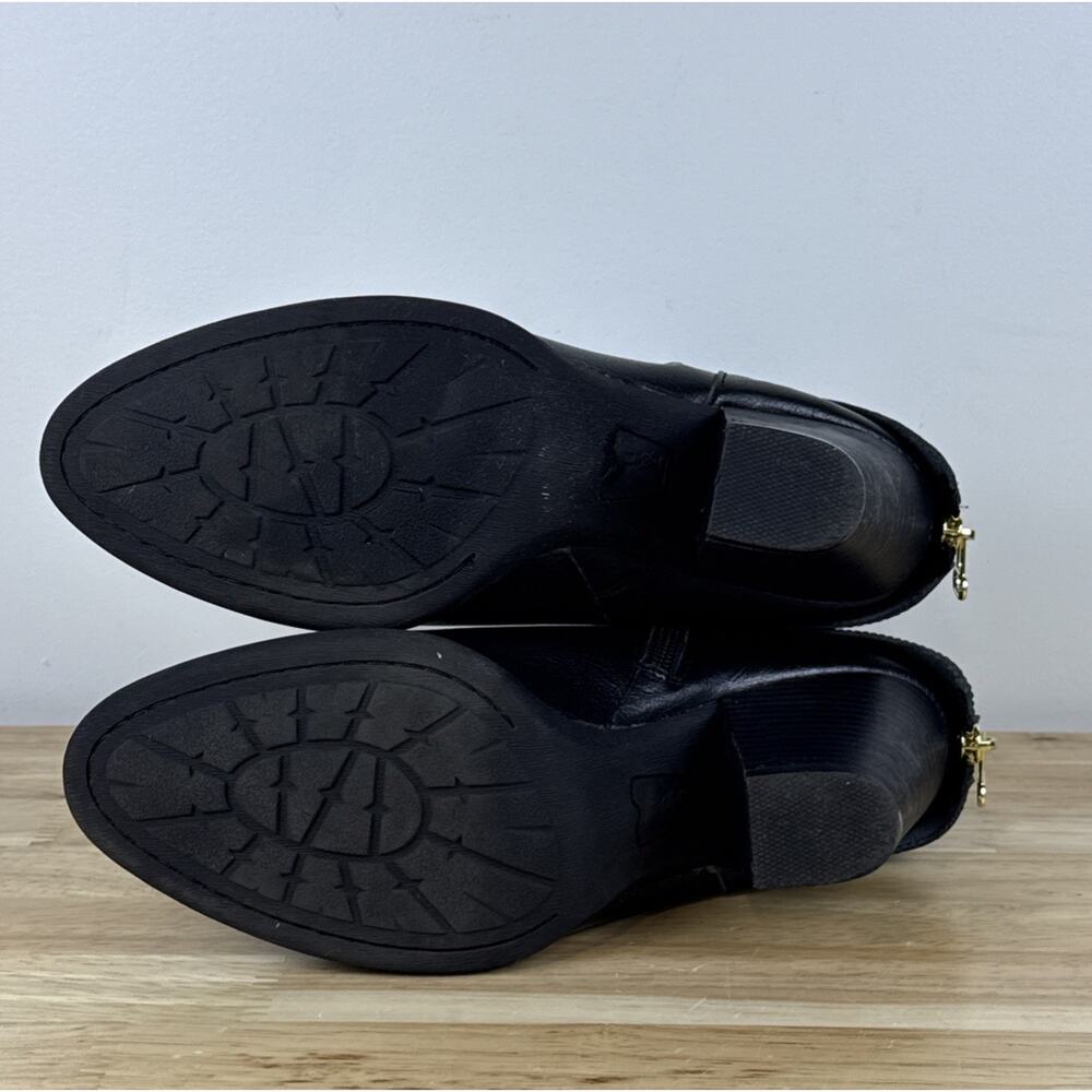 B.O.C Richardson Black Leather Chunky Heel Ankle Booties By Born Women's SZ 9.5M - Picture 7 of 12
